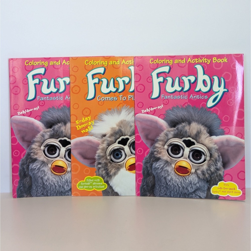 Vtg 1999 FURBY Coloring Activity Book 16 pgs Double Sided Lot of 3 NEW Old Stock